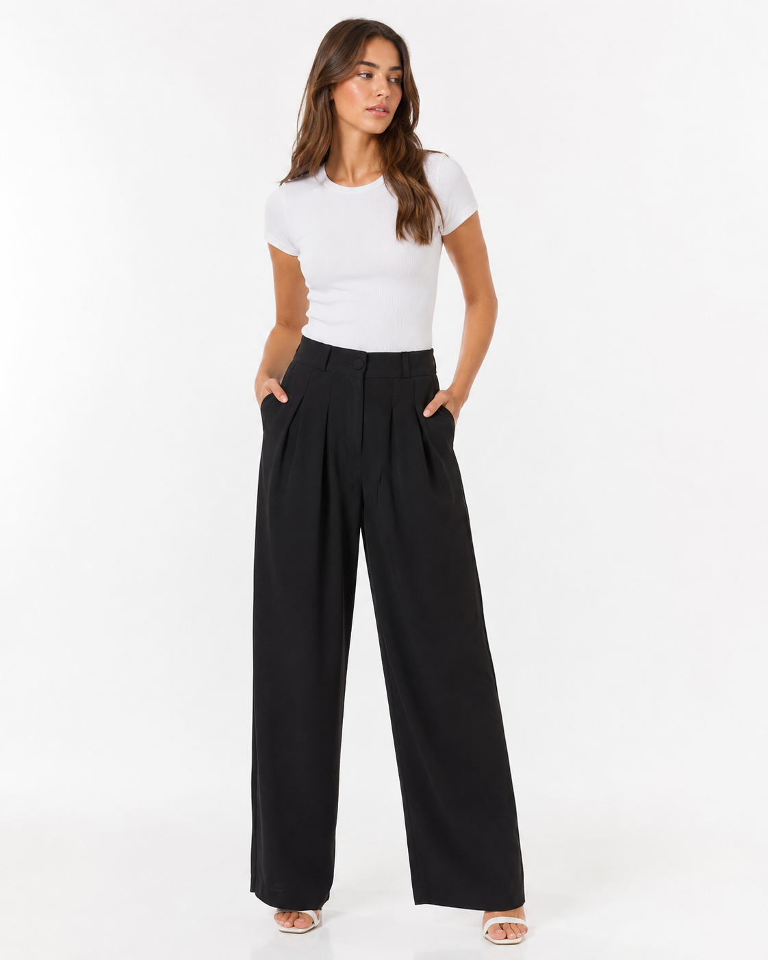Pleated High-Waist Wide Leg Pants