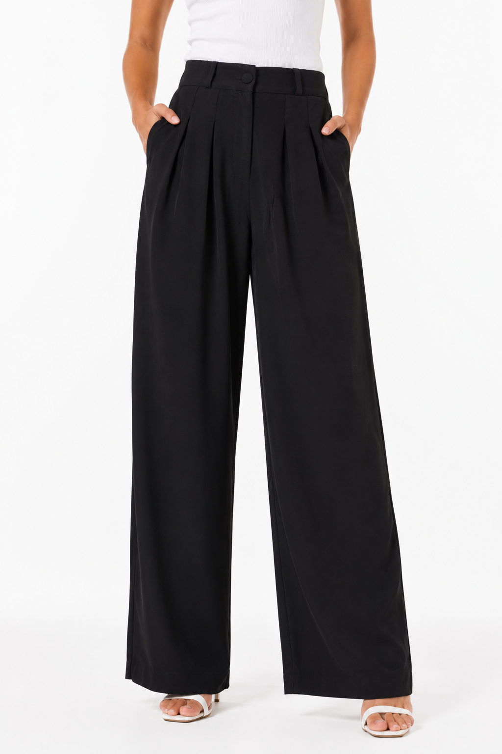 Pleated High-Waist Wide Leg Pants