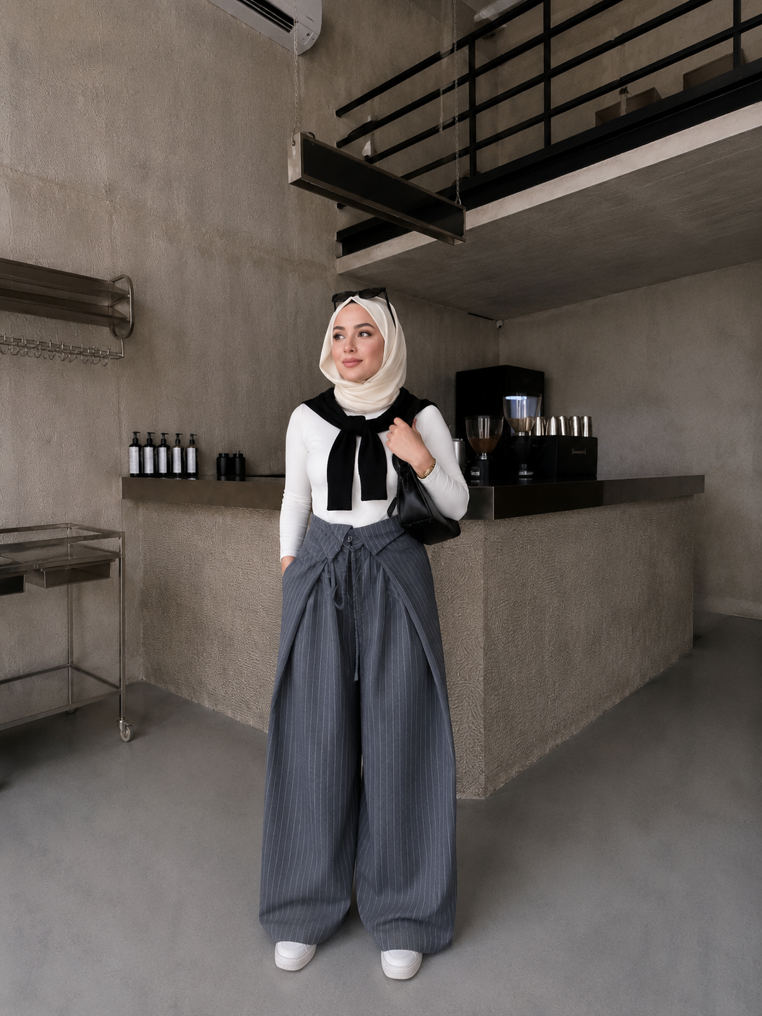 Foldover Pinstripe Pants