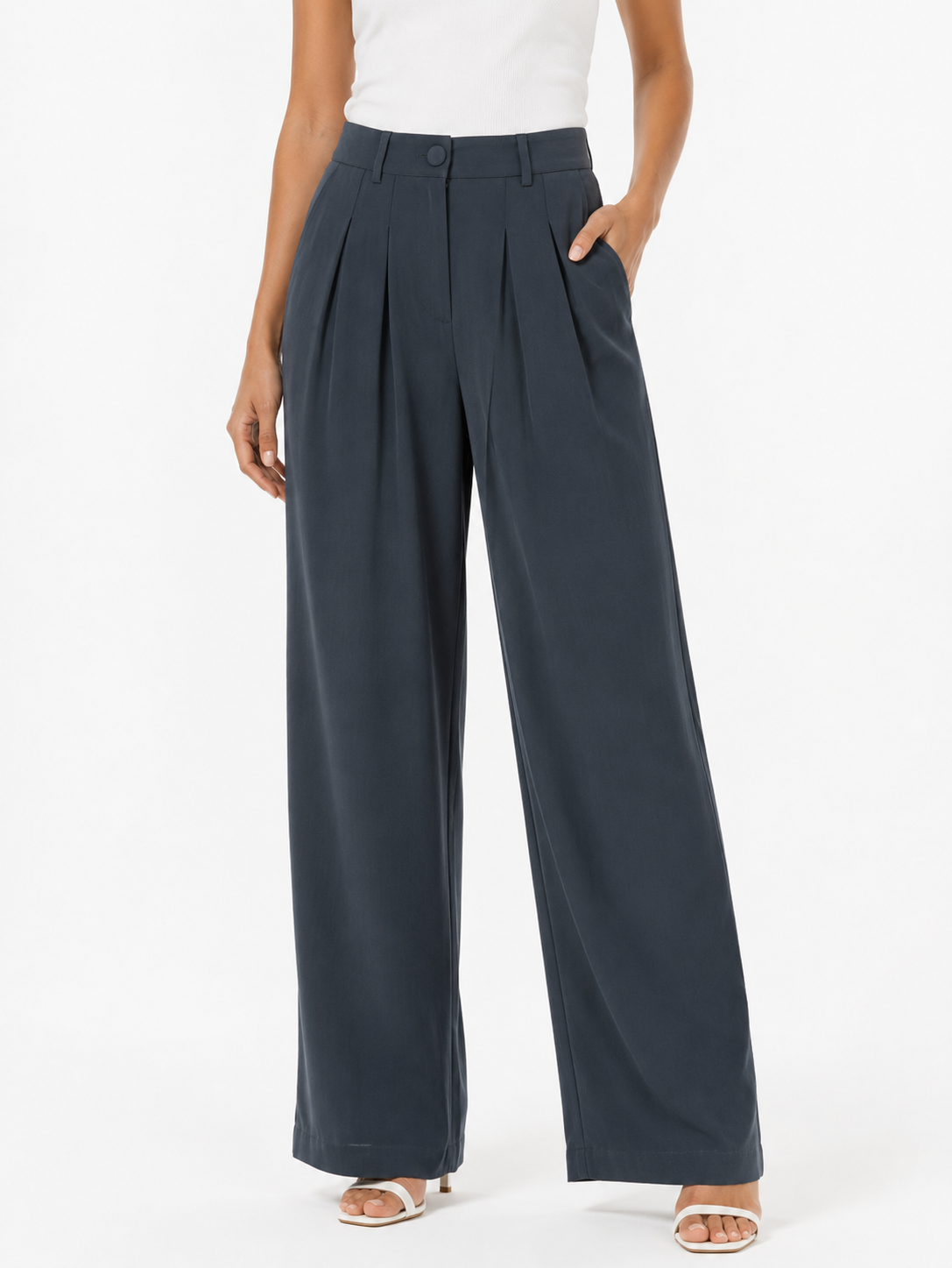 Pleated High-Waist Wide Leg Pants