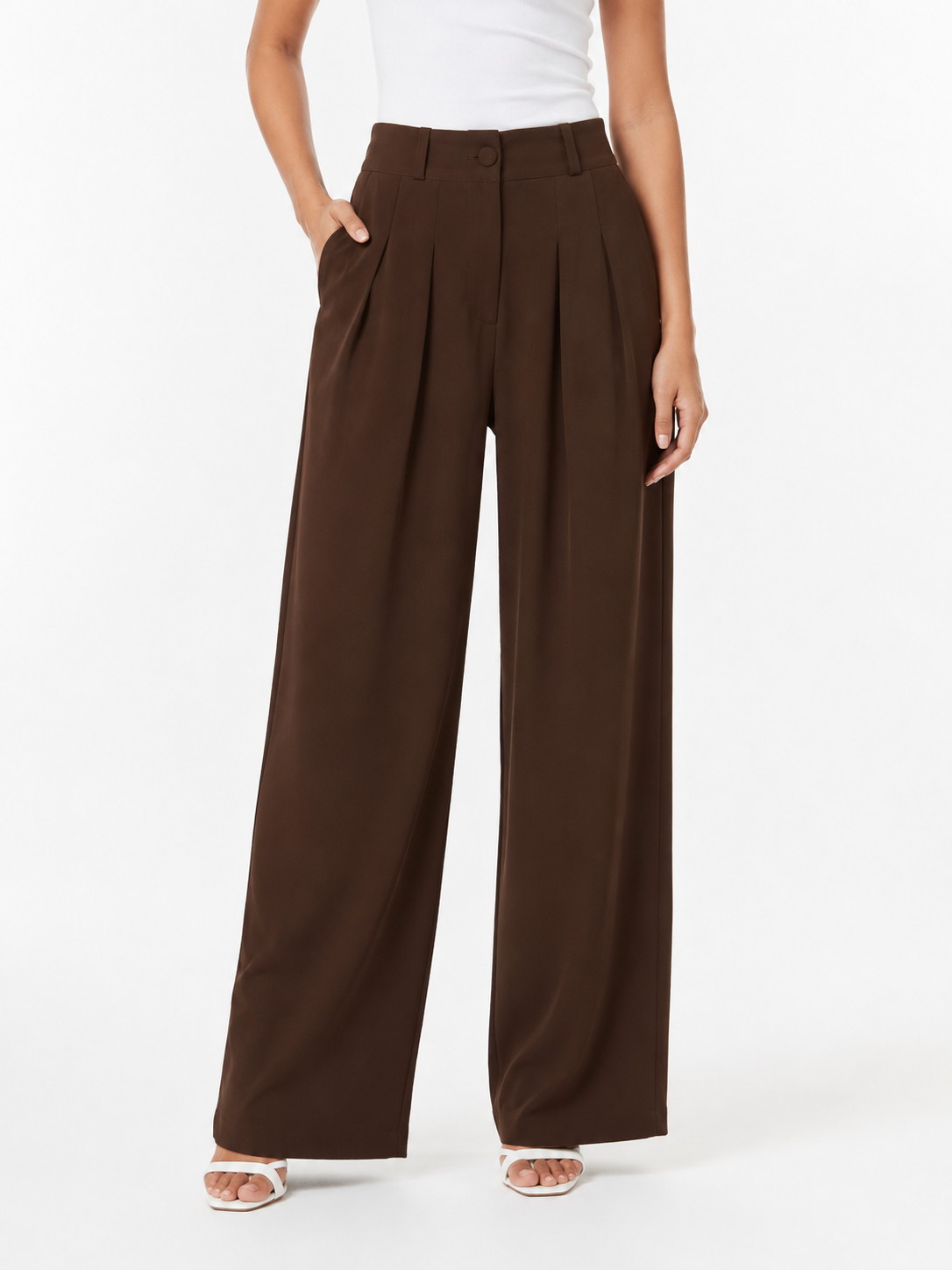 Pleated High-Waist Wide Leg Pants