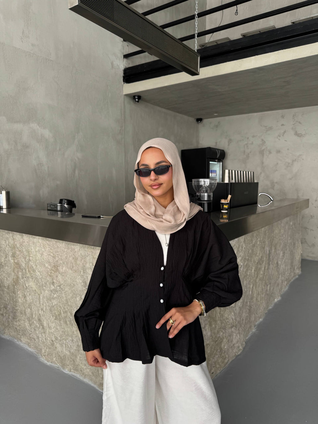 Crinkle Button Blouse