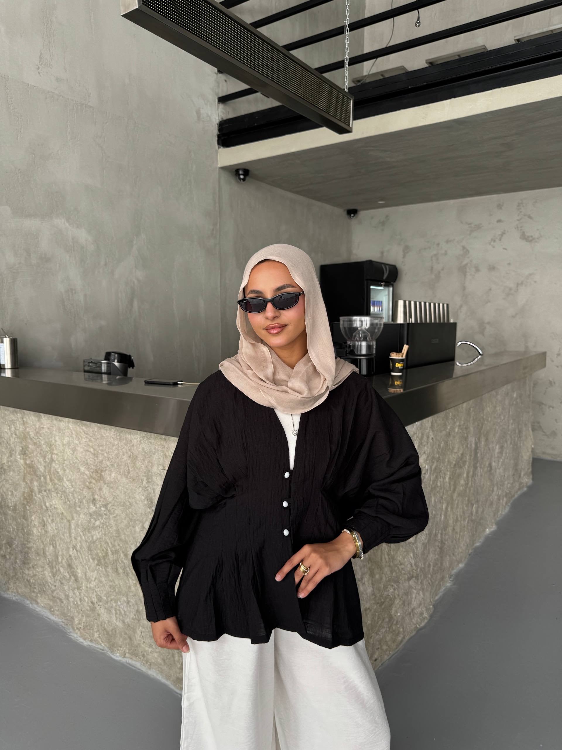 Crinkle Button Blouse
