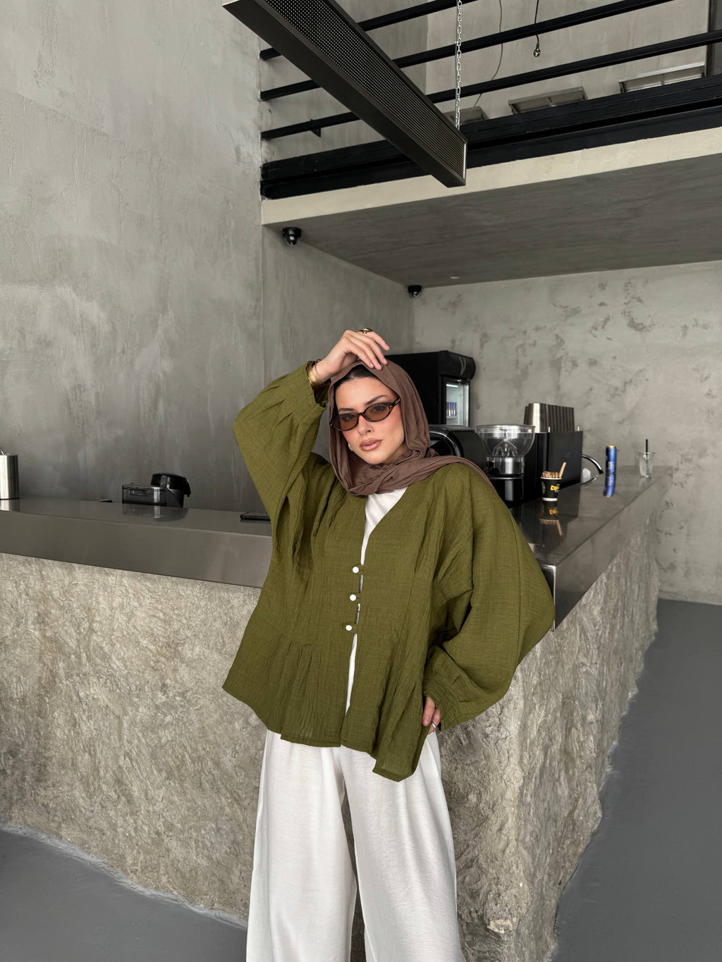 Crinkle Button Blouse
