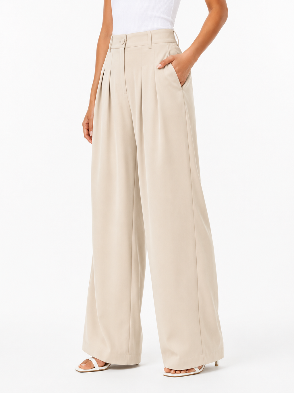 Pleated High-Waist Wide Leg Pants