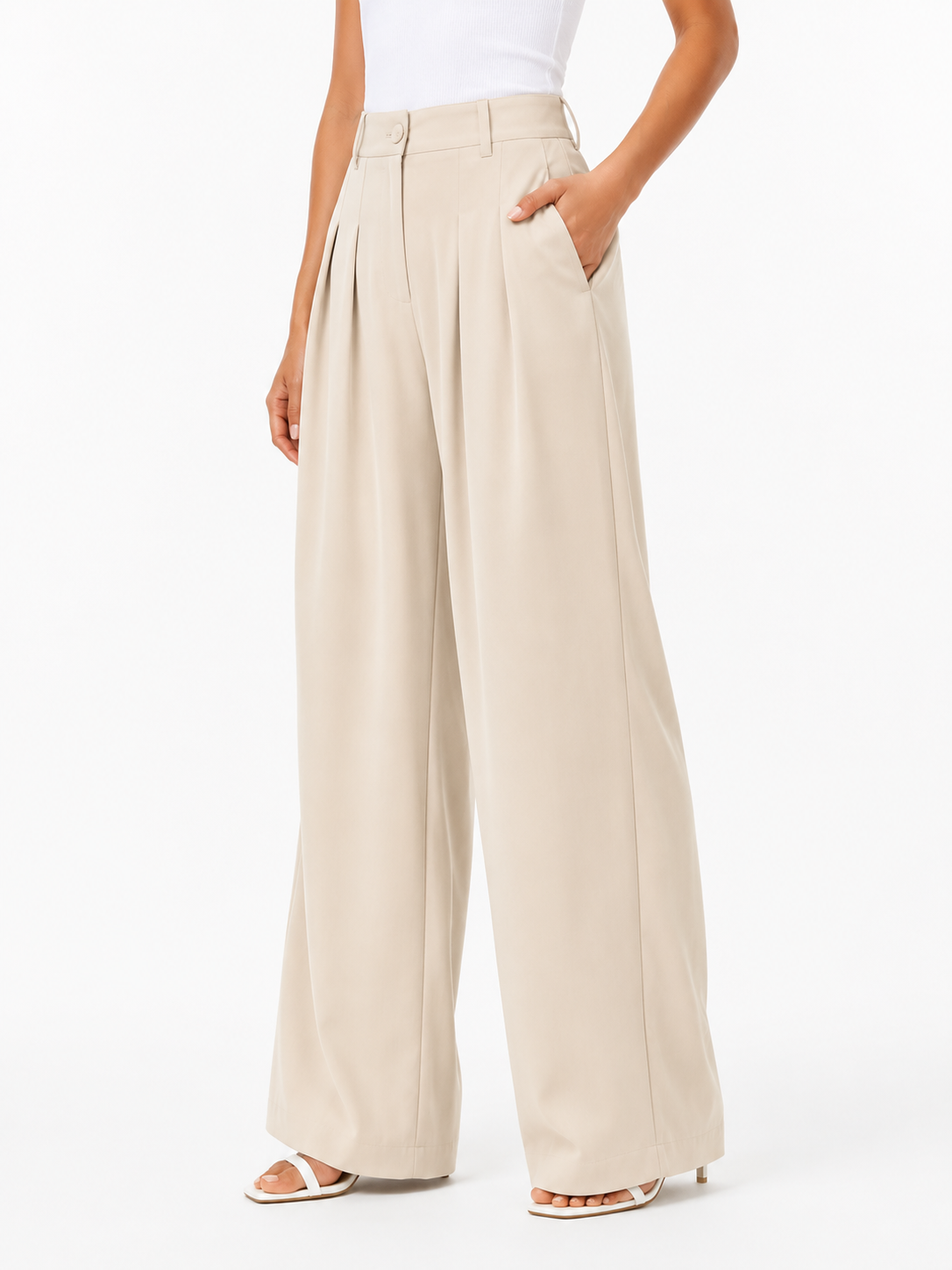 Pleated High-Waist Wide Leg Pants