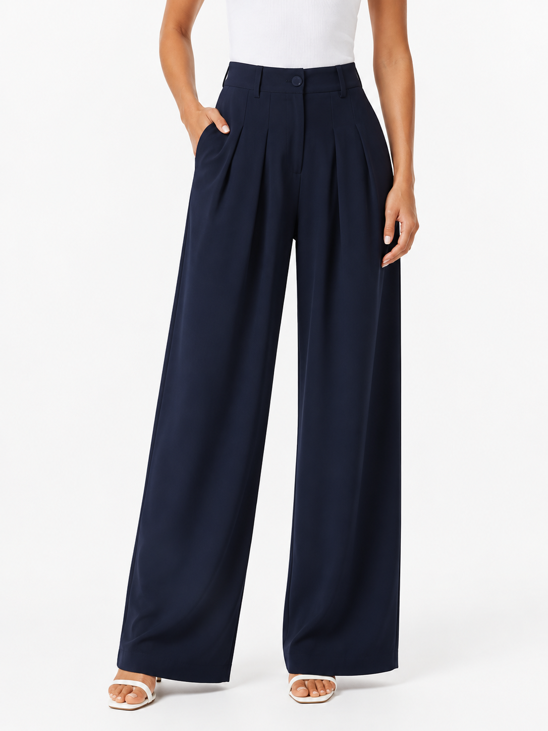 Pleated High-Waist Wide Leg Pants