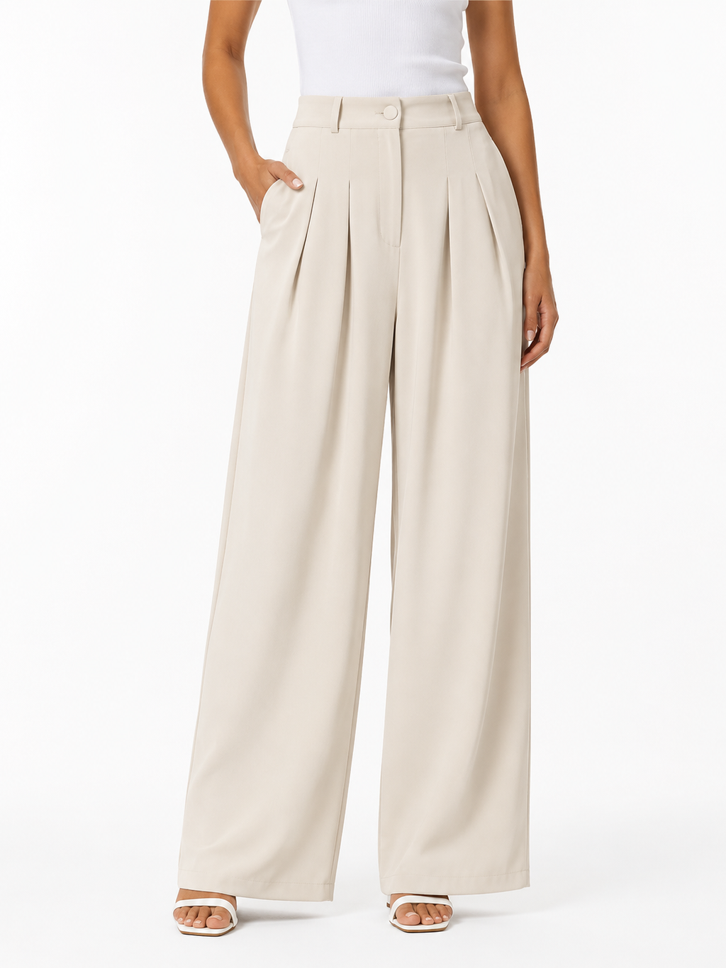 Pleated High-Waist Wide Leg Pants