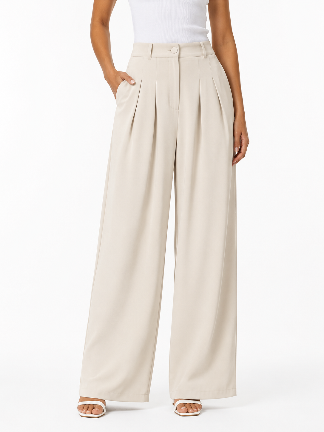 Pleated High-Waist Wide Leg Pants